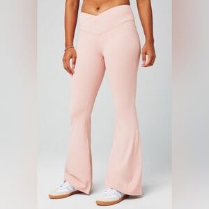 Fabletics Oasis Champagne Blush PureLuxe High Waisted Crossover Flare Leggings